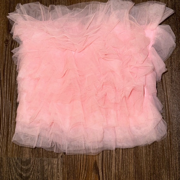 Pink Tulle Ruffle Tube Top - Picture 2 of 3